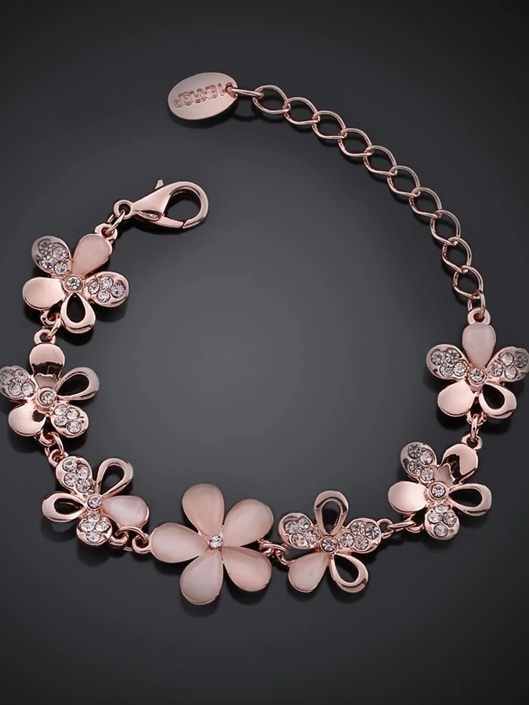 YouBella Alloy Cat's Eye, Rhinestone Gold-plated Charm Bracelet